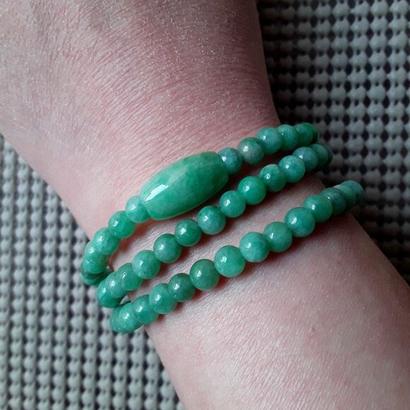 * Apple Jade Jadeite 5mm Beads Bracelet 翡翠玉石手鍊 Grade A+ - Picture 1 of 2